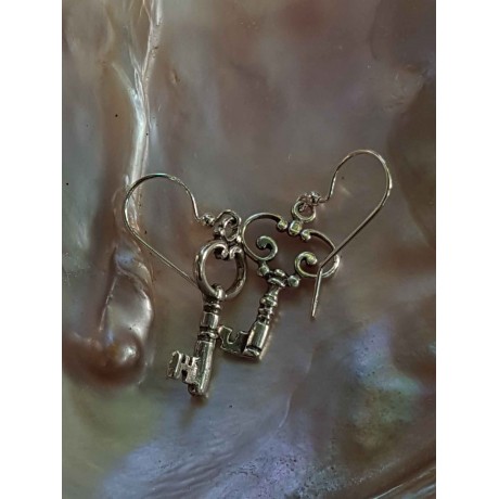 Sterling silver earrings Key to my heart, Bijuterii de argint lucrate manual, handmade