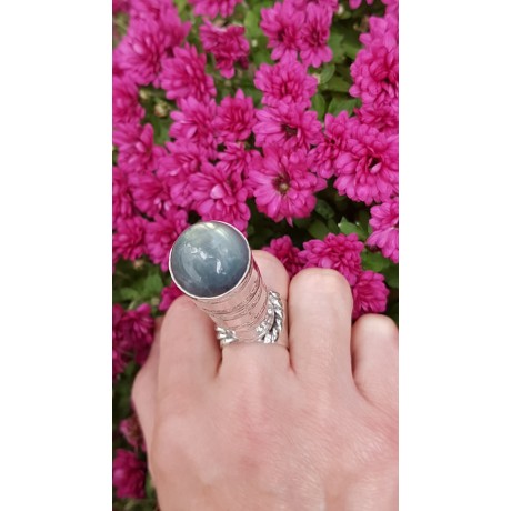 Sterling silver ring and natural natural labradorite PowerTower, Bijuterii de argint lucrate manual, handmade