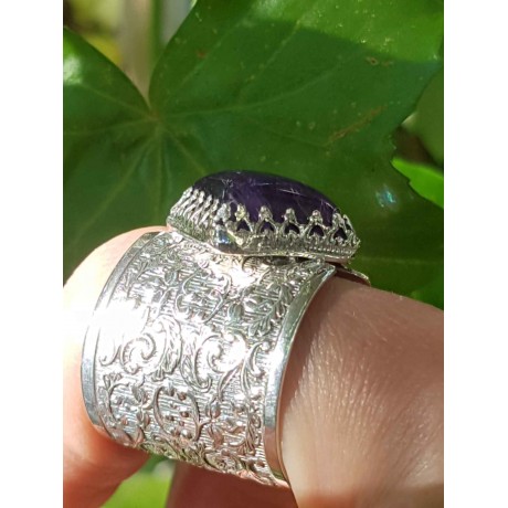 Sterling silver ring and natural amethyst Purple Fall, Bijuterii de argint lucrate manual, handmade