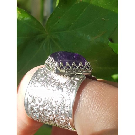 Sterling silver ring and natural amethyst Purple Fall, Bijuterii de argint lucrate manual, handmade