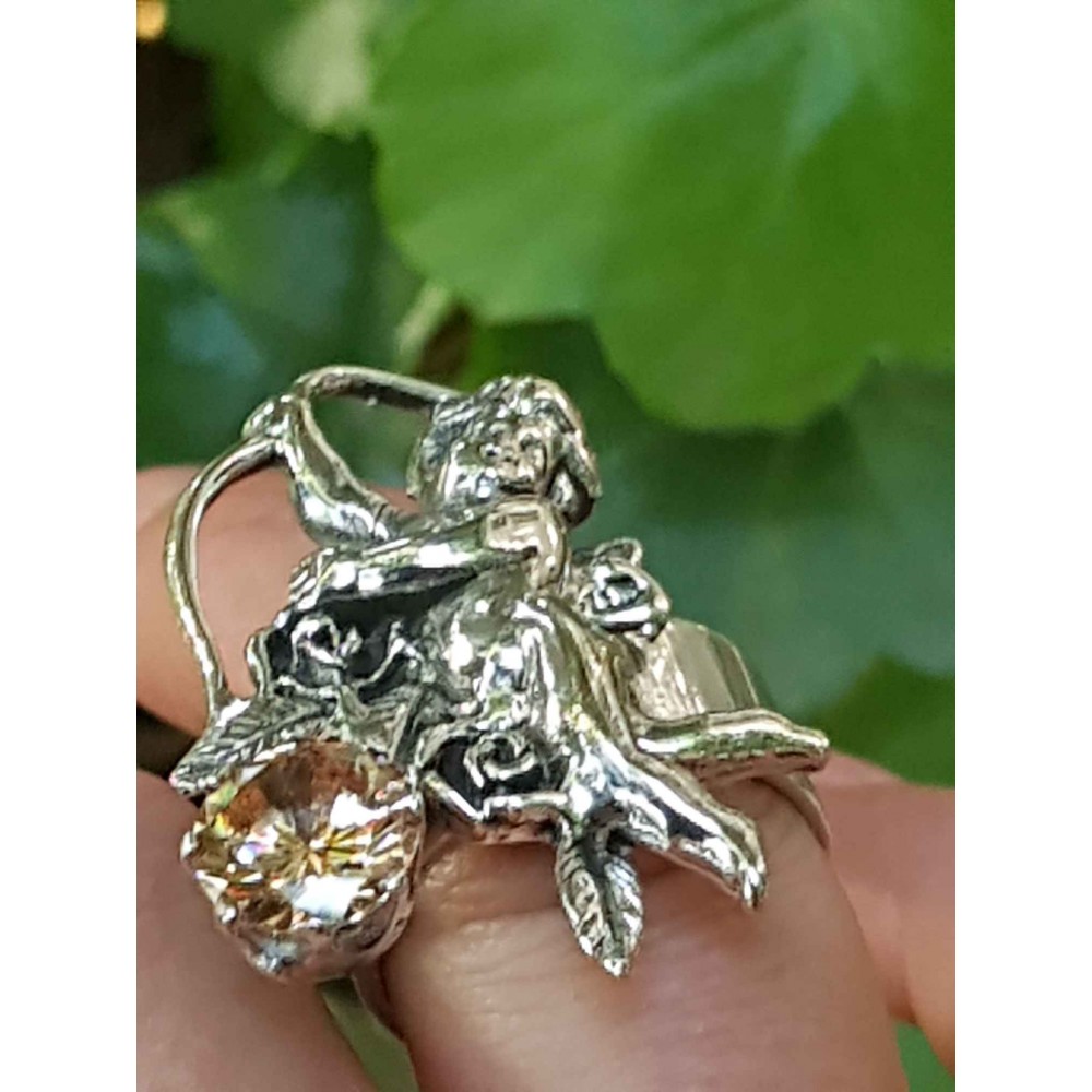 Sterling silver ring and citrine Amorini