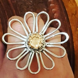 Large sterling Silver and citrine GoldenFlower