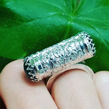 Sterling silver ring with natural agate stones GreenistheNewTrim, Bijuterii de argint lucrate manual, handmade