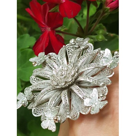 Sterling silver ring August Bloom, Bijuterii de argint lucrate manual, handmade