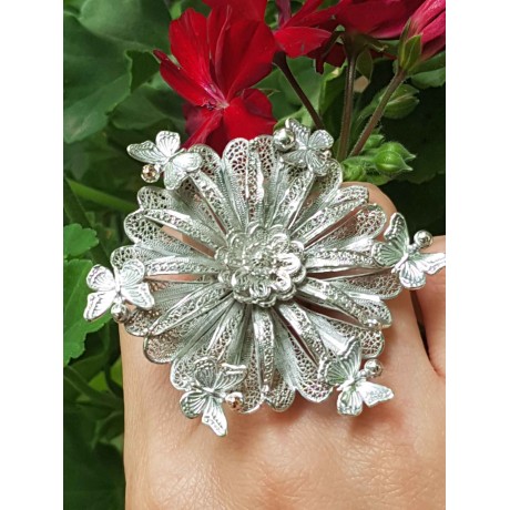 Sterling silver ring August Bloom, Bijuterii de argint lucrate manual, handmade