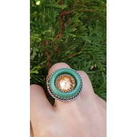 Sterling silver ring with natural aventurine Loving Vibes