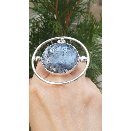 Unique ring entirely handcrafted in solid Ag925 silver and natural dendritic agate Nature's Gift, Bijuterii de argint lucrate manual, handmade