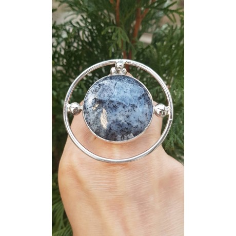 Unique ring entirely handcrafted in solid Ag925 silver and natural dendritic agate Nature's Gift, Bijuterii de argint lucrate manual, handmade