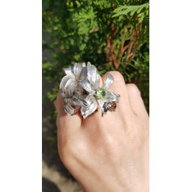 Sterling silver ring and citrine/peridote Flower Code