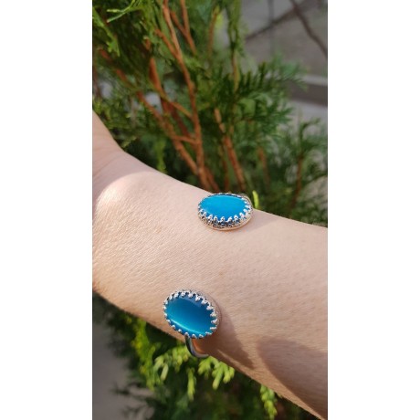 Sterling silver cuff and cat's eye Blue Eyes, blue eyes
