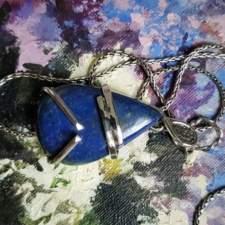 Unique pendant entirely handcrafted in solid Ag925 silver and natural lapis lazuli, Bijuterii de argint lucrate manual, handmade