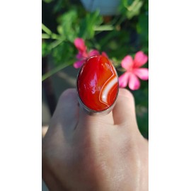 Unique ring entirely handcrafted in silver Ag925 and natural agate