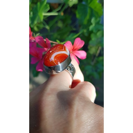 Unique ring entirely handcrafted in silver Ag925 and natural agate, Bijuterii de argint lucrate manual, handmade