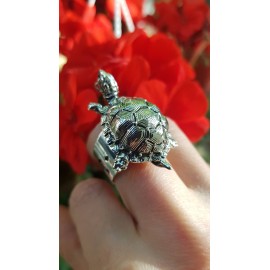 Sterling silver ring Turtoise on Leave, Bijuterii de argint lucrate manual, handmade