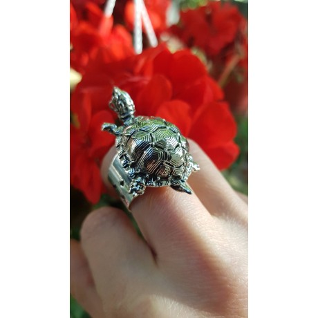 Sterling silver ring Turtoise on Leave, Bijuterii de argint lucrate manual, handmade