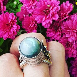 Sterling silver ring with natural labradorite stone LoveScales