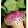 Unique ring entirely handcrafted in solid Ag925 silver and natural InFlower zoicite ruby
