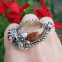 Unique ring completely handcrafted in solid Ag925 silver and natural SunFlowering sunstone