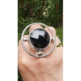 Sterling silver ring with natural onyx stone VelvetatHeart, Bijuterii de argint lucrate manual, handmade