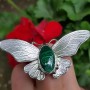 Large Sterling Silver ring with natural malachite Green at first sight