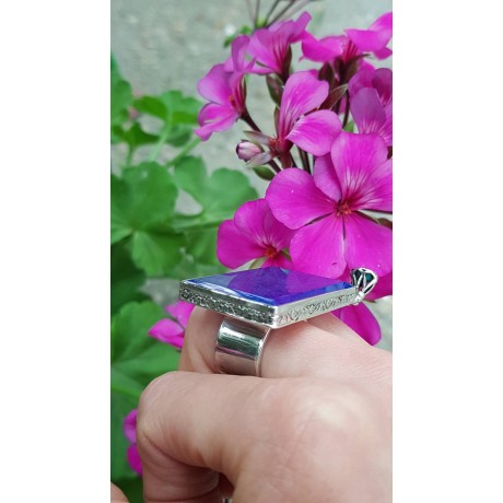 Sterling silver ring with natural lapislazuli Cupid Blues, Bijuterii de argint lucrate manual, handmade