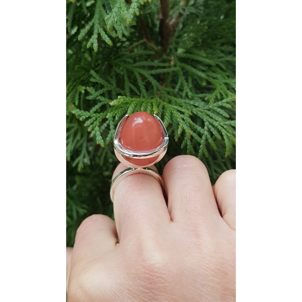 Sterling silver ring with natural quartz Powder Egg Riddle