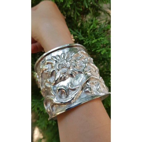 Sterling silver cuff Love Borne, Bijuterii de argint lucrate manual, handmade