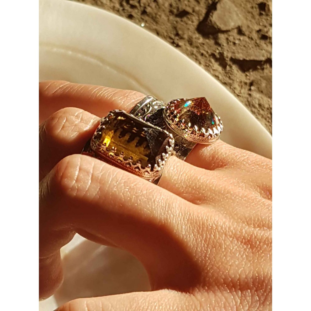 Sterling silver ring with natural citrine