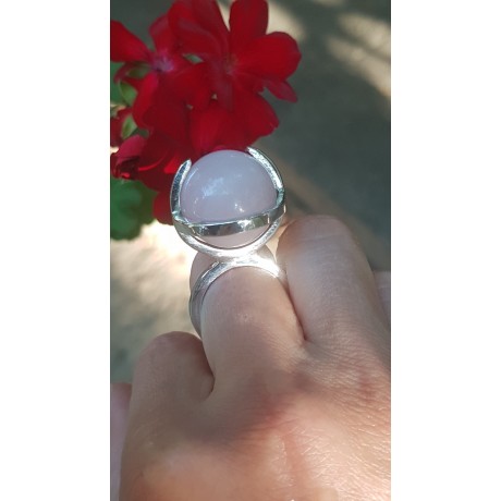 Sterling silver ring with natural quartz stone, Bijuterii de argint lucrate manual, handmade