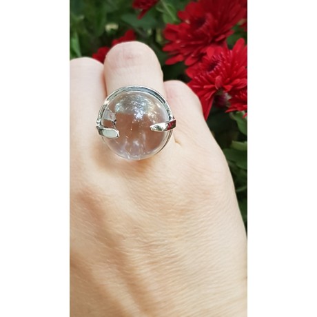 Sterling silver ring with natural rock crystal, Bijuterii de argint lucrate manual, handmade
