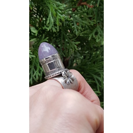 Sterling silver ring with natural agate stone Mauve Signifier, Bijuterii de argint lucrate manual, handmade