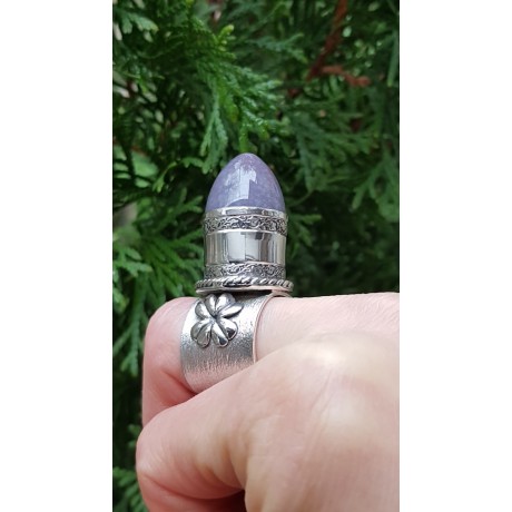Sterling silver ring with natural agate stone Mauve Signifier, Bijuterii de argint lucrate manual, handmade