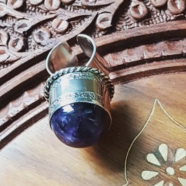 Sterling silver ring and amethyst Purple Ball
