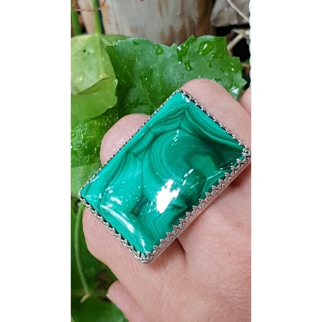 Sterling silver ring and natural malachite Greeny Rectangles, Bijuterii de argint lucrate manual, handmade