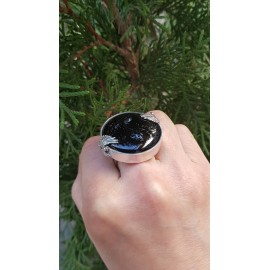 Sterling silver ring with natural onyx stone Aloof Blacks