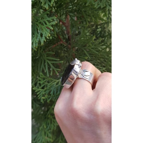 Sterling silver ring with natural onyx stone Aloof Blacks, Bijuterii de argint lucrate manual, handmade