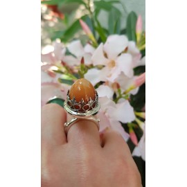Sterling silver ring with natural agate stone Token of Gratitude