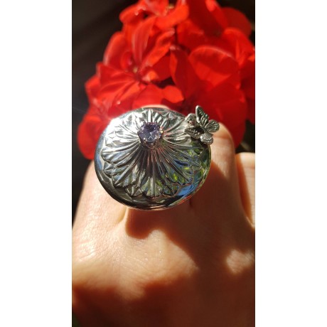 Sterling silver ring and amethyst Hats &Loves, Bijuterii de argint lucrate manual, handmade