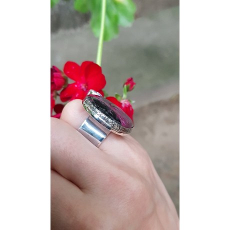 Sterling silver ring with natural ruby zoisite, Bijuterii de argint lucrate manual, handmade