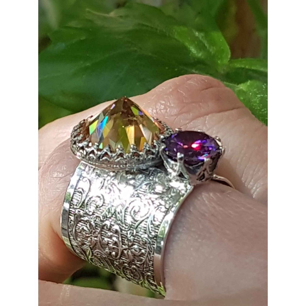 Sterling silver ring with amethyst and citrine Double Trouble