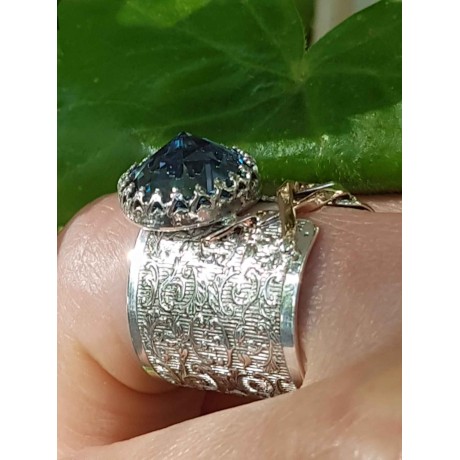 Sterling silver ring, rose gold and aquamarine Goldwater Fill, Bijuterii de argint lucrate manual, handmade