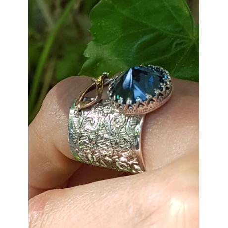Sterling silver ring, rose gold and aquamarine Goldwater Fill, Bijuterii de argint lucrate manual, handmade