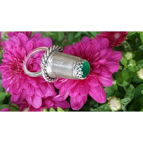 Sterling silver ring with natural agate Green Code, Bijuterii de argint lucrate manual, handmade