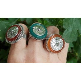 Sterling silver ring with natural agate stone Memory of Minerals