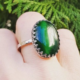 Sterling silver ring with natural cat's eye TheGreenSpot