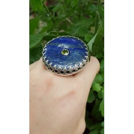Sterling silver ring with natural lapislazuli Blue Dame