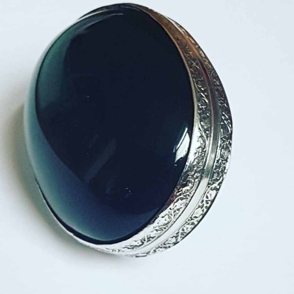 Sterling silver ring with natural Obsidian