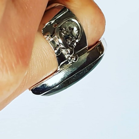 Sterling silver ring with natural labradorite stone  fte 109a1a, Bijuterii de argint lucrate manual, handmade