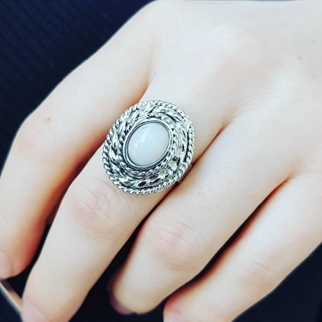 Sterling silver ring with natural OpalCake, Bijuterii de argint lucrate manual, handmade