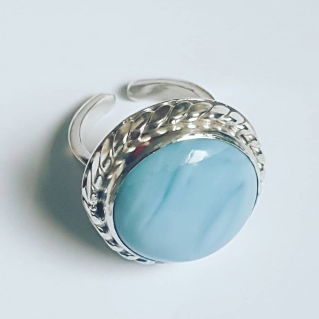 Sterling silver ring with natural blue opal, Bijuterii de argint lucrate manual, handmade